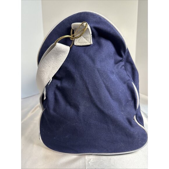 Ralph Lauren Vintage Navy Blue Canvas Duffel Bag White Straps & Embroidered Roya - Picture 5 of 10